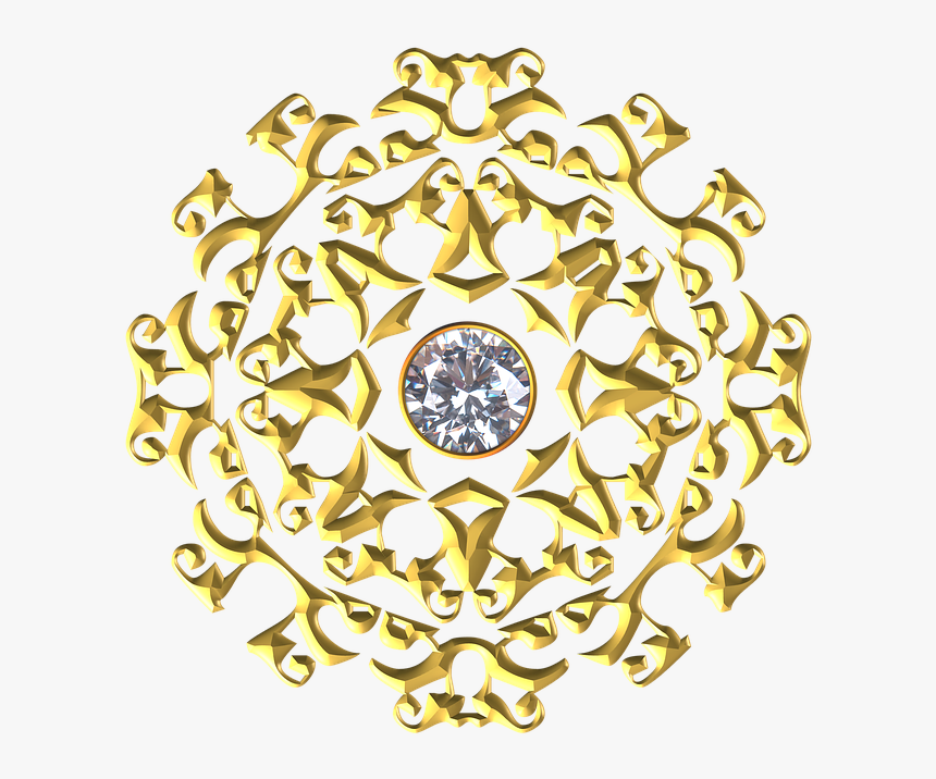 Gold Gem Ornament Flourish Circle Symmetric - Gold Gem Png, Transparent Png, Free Download