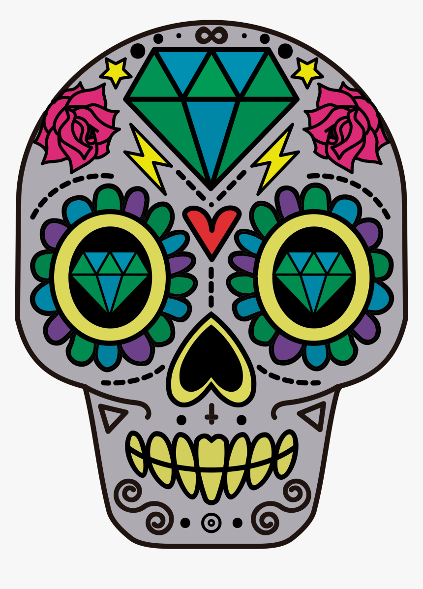 Clipart - Day Of The Dead Paper Skull, HD Png Download, Free Download