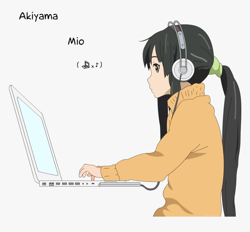 Anime Girl Using Computer, HD Png Download, Free Download