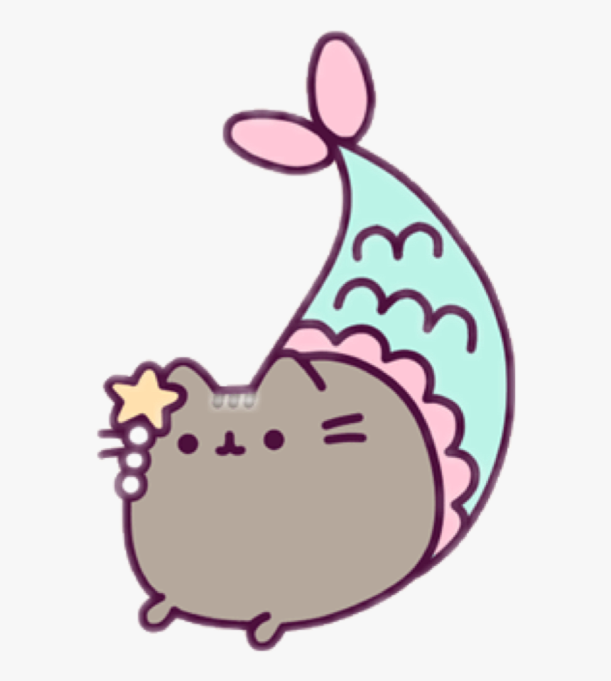 Pink Purple Pusheen Mermaid Cat Free Transparent Image - Mermaid Pusheen Coloring Pages, HD Png Download, Free Download