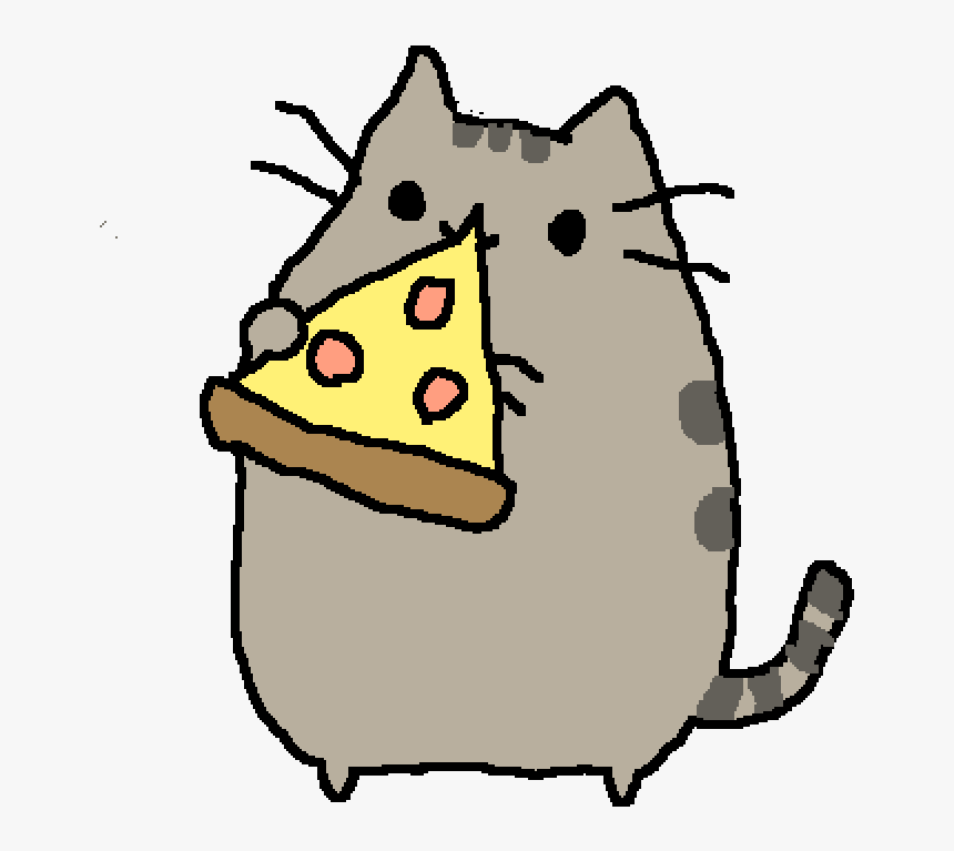Cat Eating Pizza Png - Drawing Pusheen The Cats, Transparent Png, Free Download