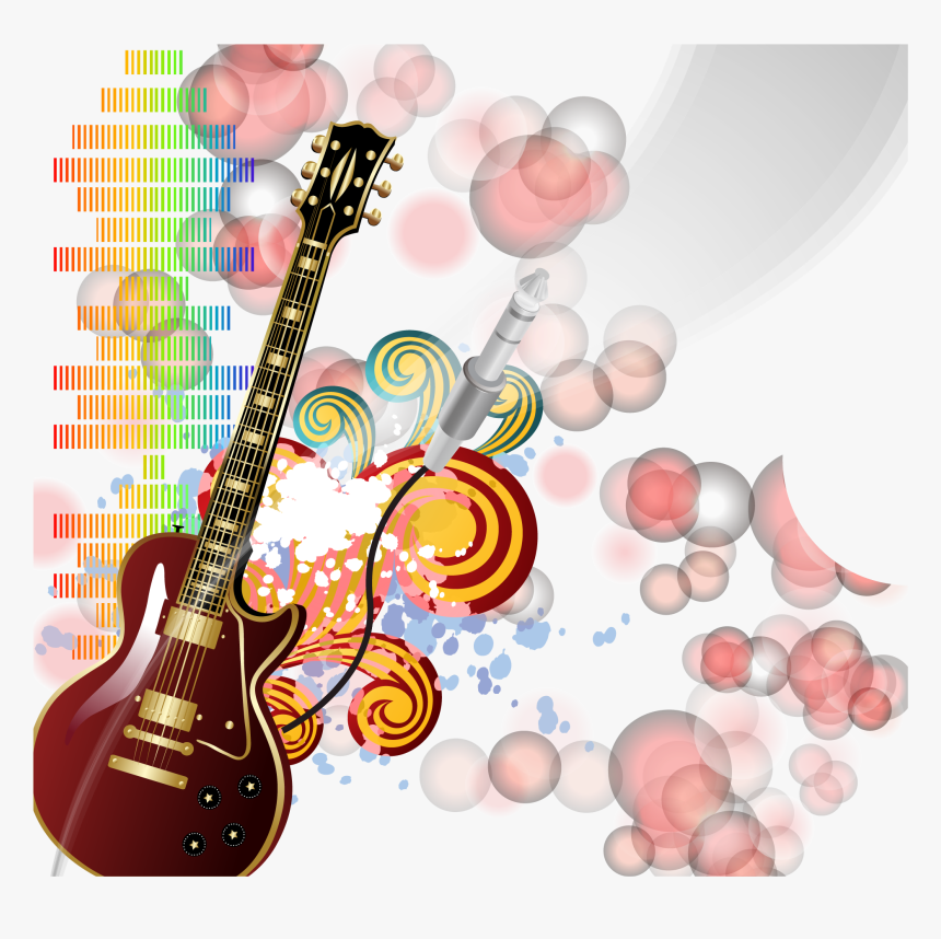 Sound Pink Microphone Guitar Vector Acoustic Clipart - Bass Guitar, HD Png Download, Free Download