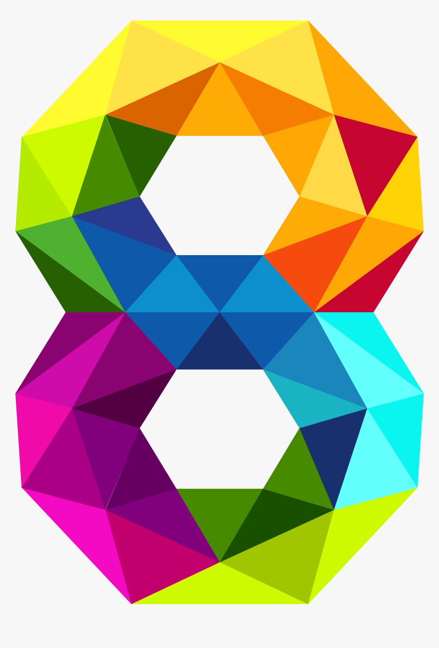 Colourful Triangles Number Eight Png Clipart Imageu200b - Colourful Triangles Number Eight, Transparent Png, Free Download