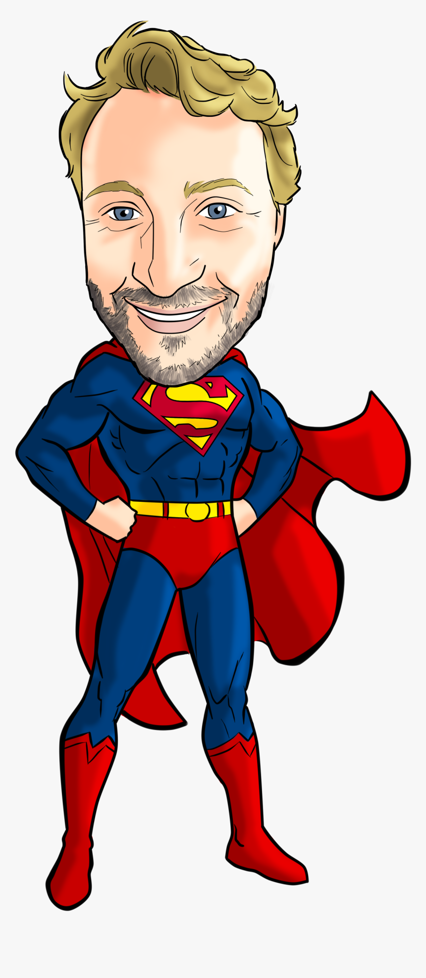 Superman Superhero Caricature Cartoon Youtube - Caricature Superhero, HD Png Download, Free Download