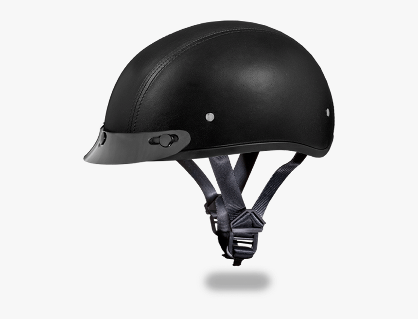 Daytona Black Leather Dot Skull Cap Motorcycle Half - Dot Half Helmets, HD Png Download, Free Download