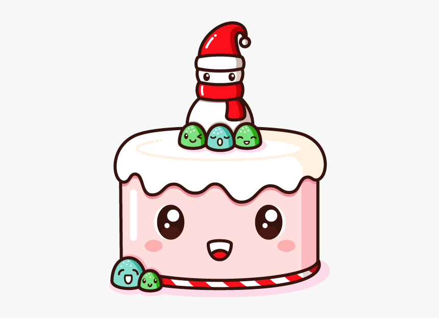 Xmas Cake Illustration Design Cute Holidays Snowman - Cute Cake Png, Transparent Png, Free Download