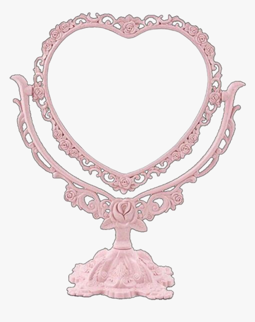 #pink #mirror #antique #old #overlay #edit #tumblr - Mirror Heart, HD Png Download, Free Download