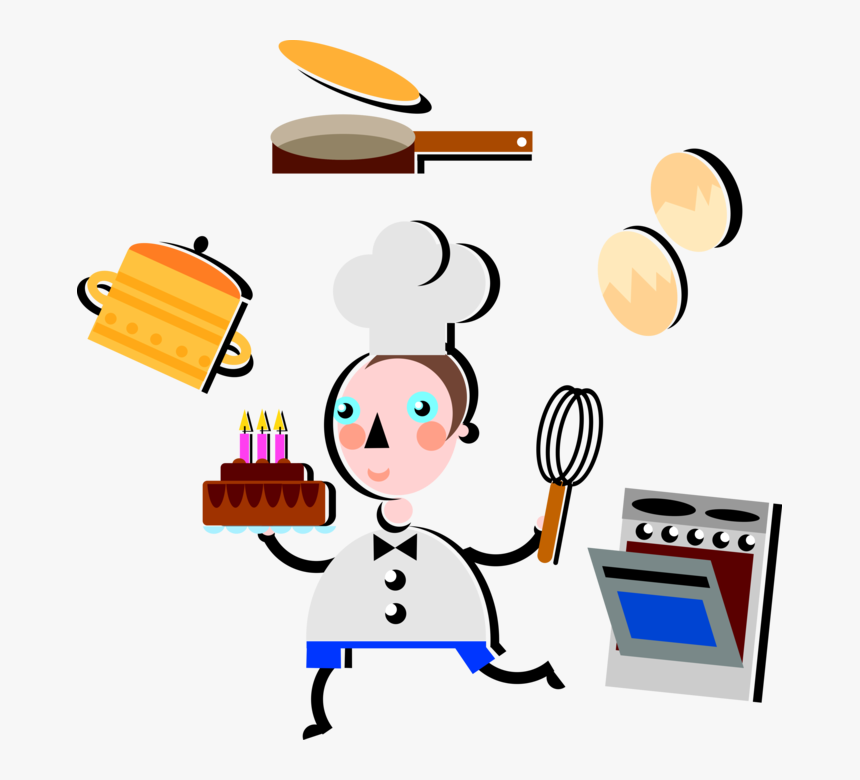 Vector Illustration Of Pastry Chef Bakes Birthday Cake, HD Png Download, Free Download