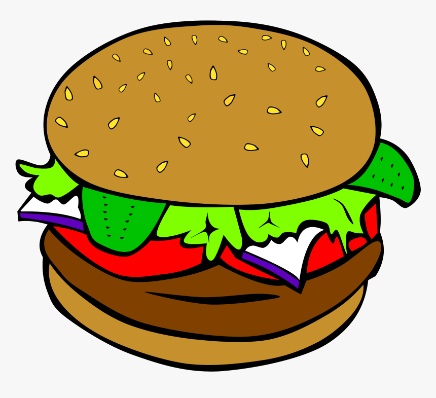 Burger Clipart Diner Food Pencil And In Color Burger - Clip Art Of Food, HD Png Download, Free Download