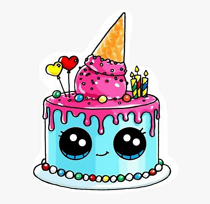 Cake Icecream Icecreamcone Cakerainbow Heart Pinkfreeto - Food Cute Kawaii Drawings, HD Png Download, Free Download
