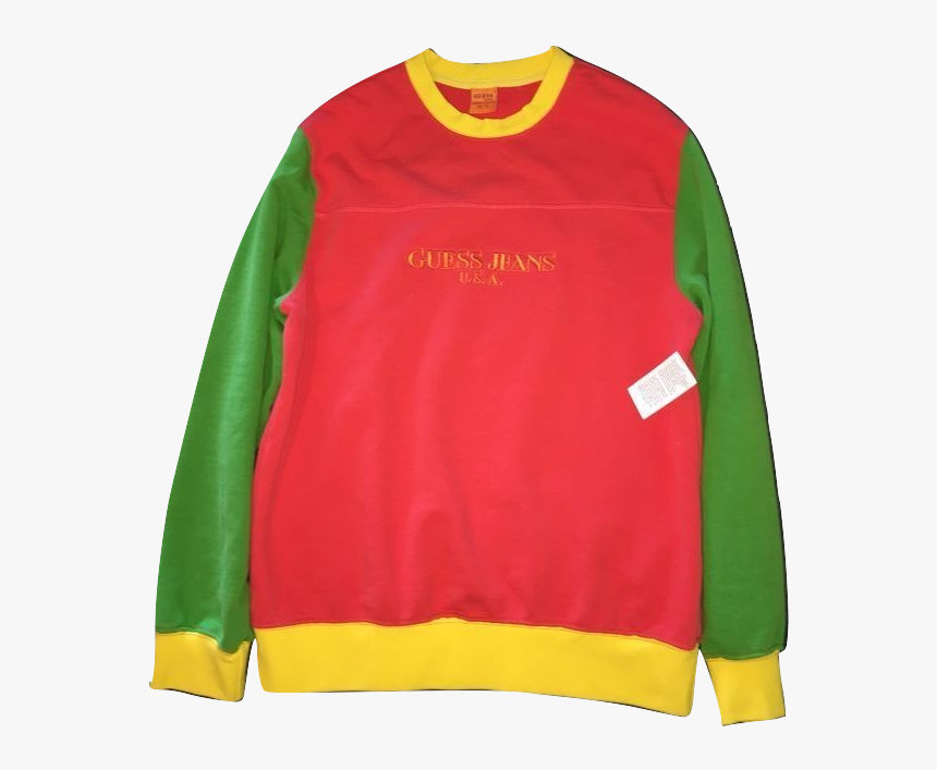 Guess Sweatshirt Red And Green, HD Png Download, Free Download