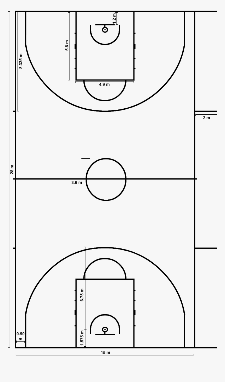 Basketball Court Measurements - Fiba Basketball Half Court, HD Png Download, Free Download