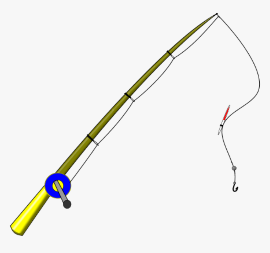 Fishing Pole Clipart Fishing Rod - Fishing Rod With Hook Clipart, HD Png Download, Free Download