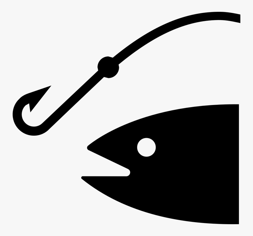 Fish, Hook, Symbol, Silhouette, Icon, Black, Isolated - Fishing Clip Art, HD Png Download, Free Download