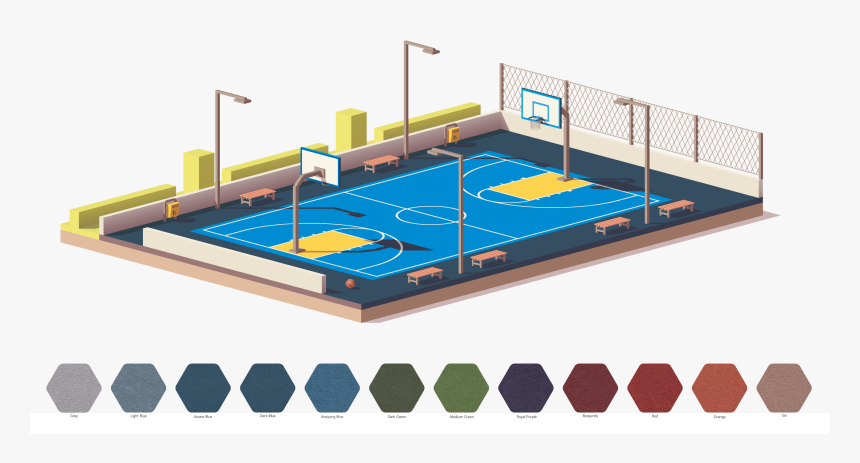 Basketball Court Colour Options - Low Poly Basketball Court, HD Png Download, Free Download