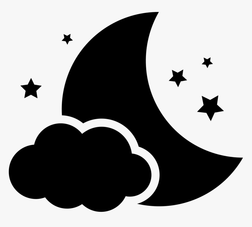Night Symbol Of The Moon With A Cloud And Stars - Star And Moon Clipart, HD Png Download, Free Download