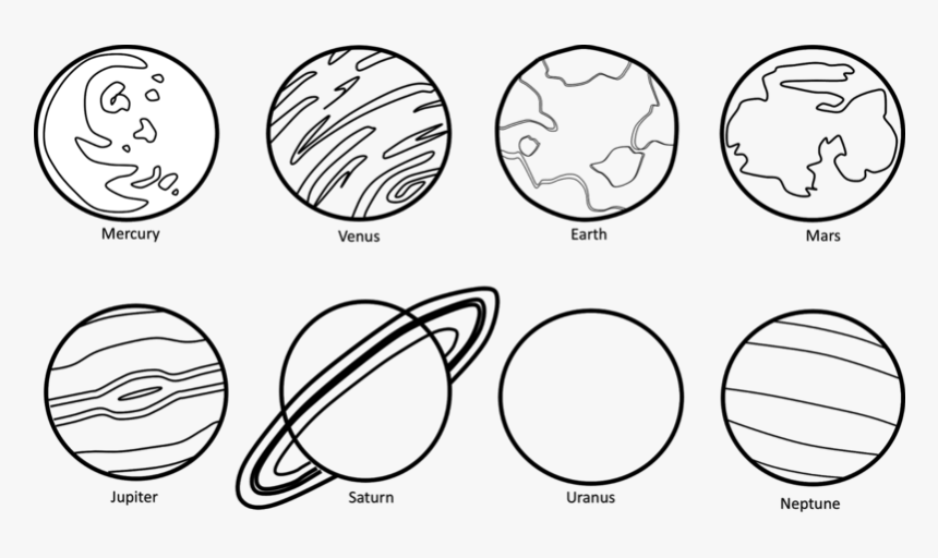 Planets Clipart Black U0026 W - Mercury Planet Black And White, HD Png Download, Free Download