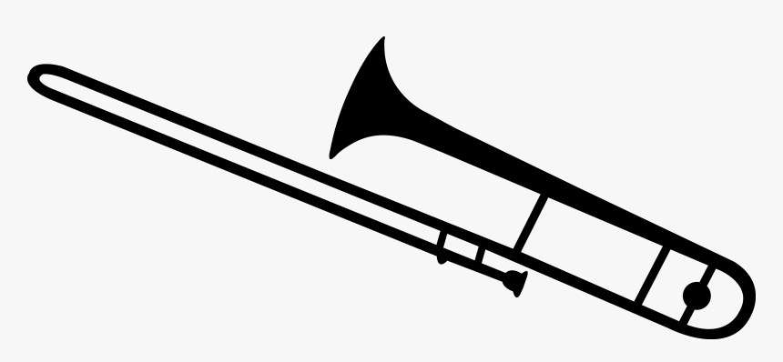 Black Trombone Silhouette - Trombone Clipart Black And White, HD Png Download, Free Download