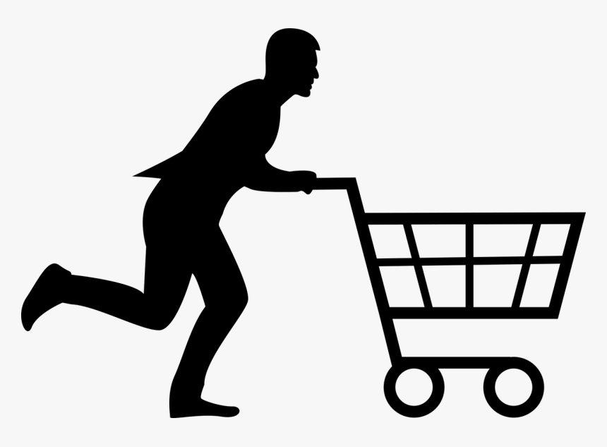 Shopping, Cart, Man, Woman, Running, Run, Buy, Store - Shopping Cart Png, Transparent Png, Free Download