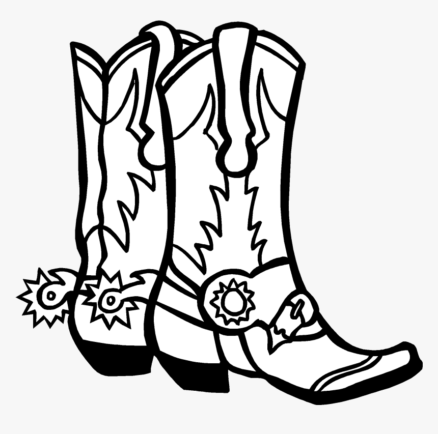 Cowboy Boots Coloring Pages - Cowboy Boots Clipart Black And White, HD Png Download, Free Download