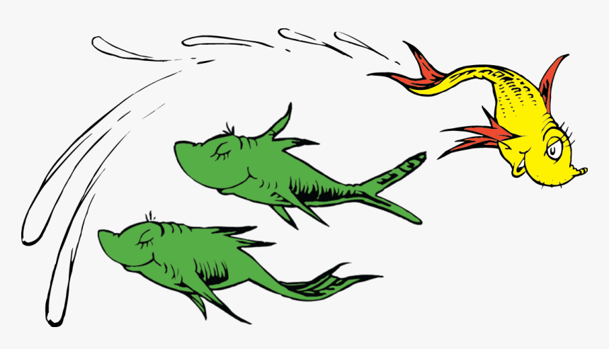 One Yellow Fish Passing By Two Green Fish By Dr - One Fish Two Fish Red, HD Png Download, Free Download