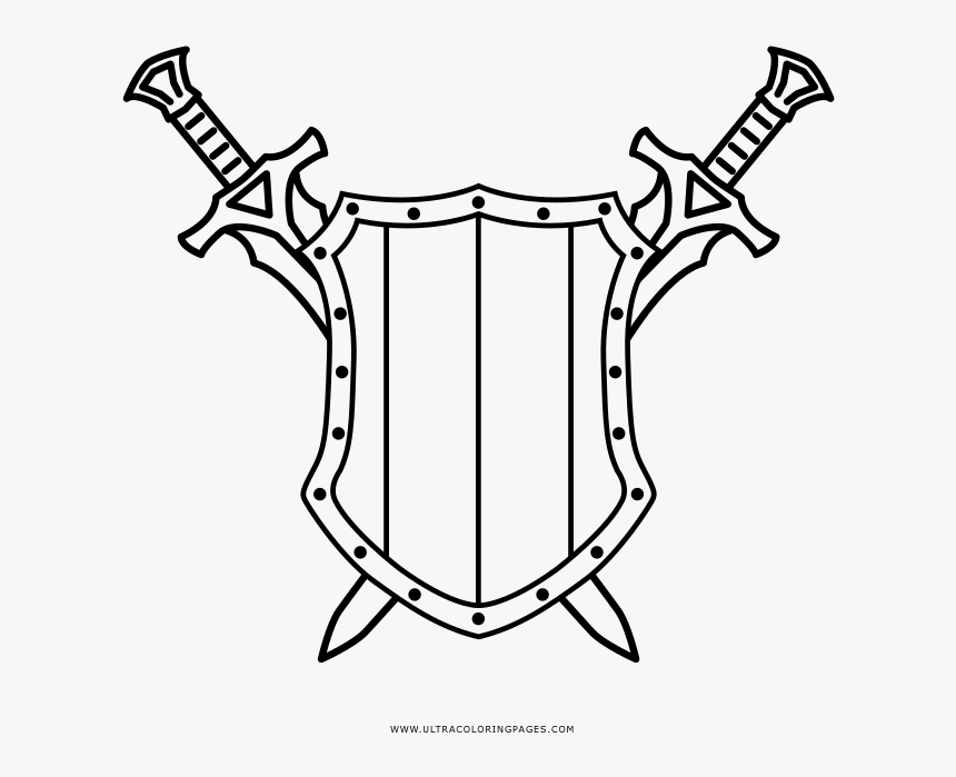 Shield With Crossed Swords Coloring Page - Roman Helmet And Shield, HD Png Download, Free Download