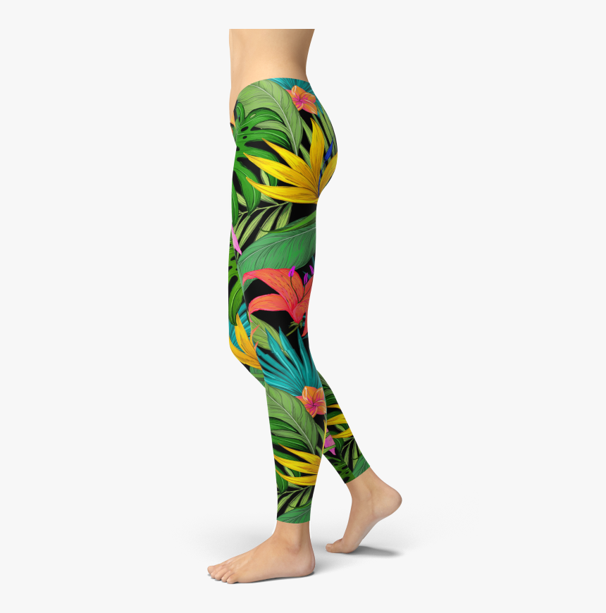 Hawaiian Flower Leggings Yoga Pants Gym And Fitness - Skull Yoga Pants, HD Png Download, Free Download