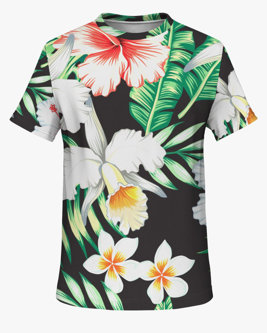 Summer Tropical Flowers Plants Unisex Aop Cut & Sew - Tropical Flower Shirt Men, HD Png Download, Free Download