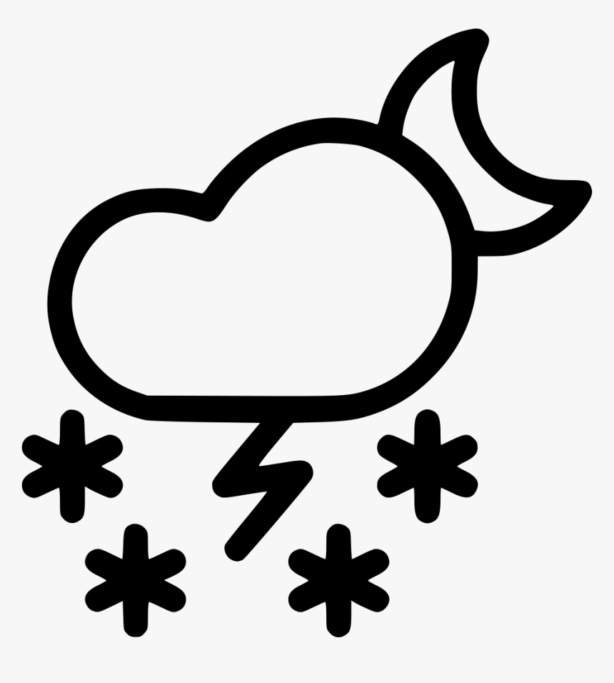 Cloud Night Moon Thunder Snow Storm Comments - Weather Icons White Png, Transparent Png, Free Download