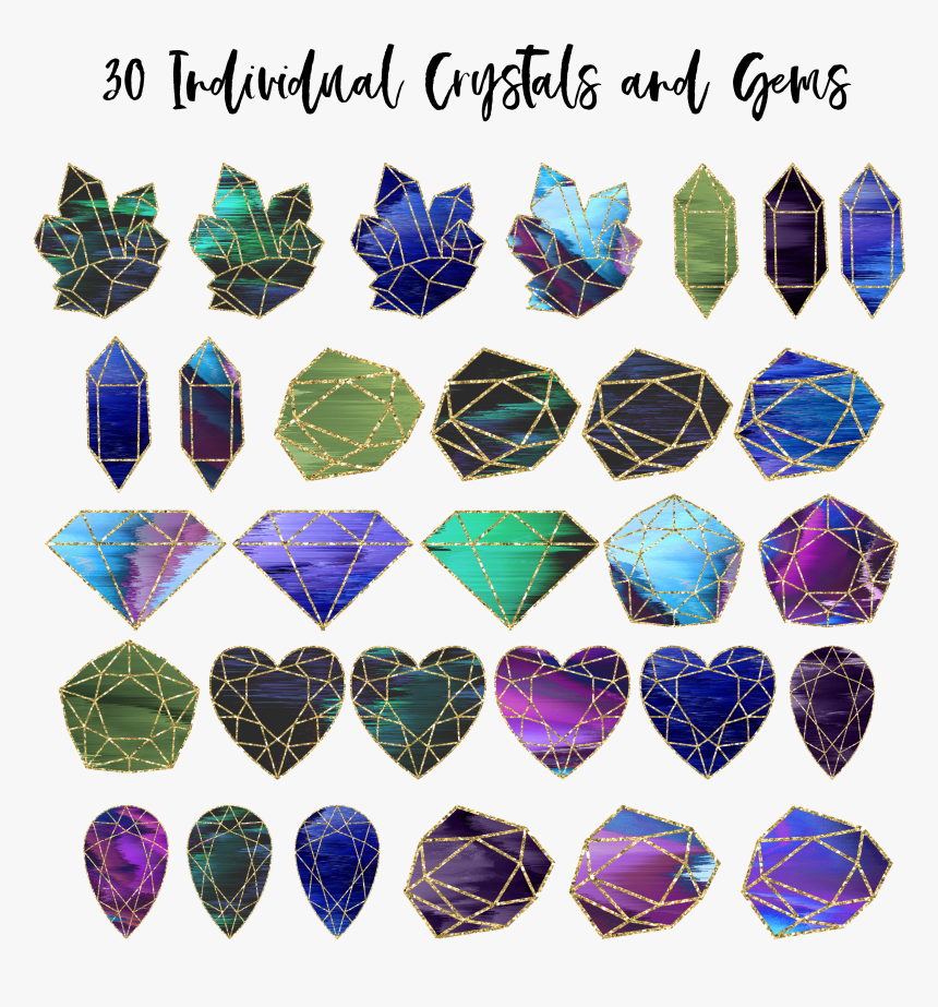 Mystical Crystal Gems Clipart Pack - Crystal, HD Png Download, Free Download