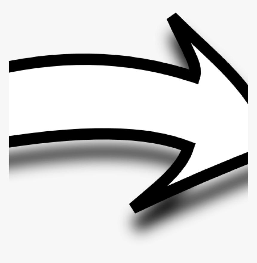 Arrow Clipart Black And White White Curvy Arrow Clip - White Arrow Png Icon, Transparent Png, Free Download