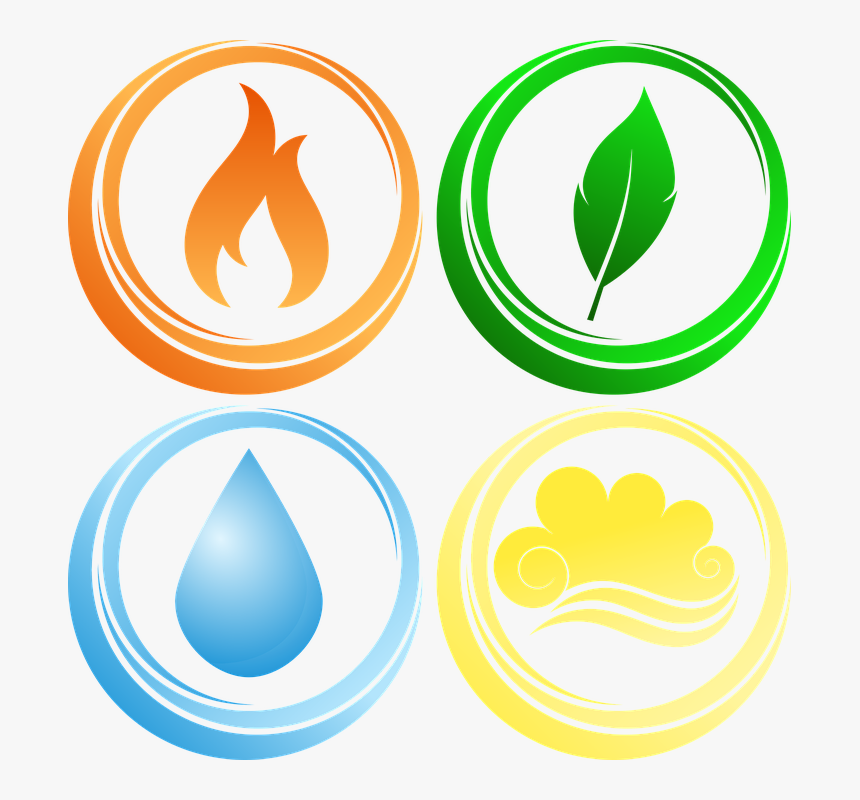 Basic Elements, Earth, Air, Water, Fire, Vector, Symbol - Four Elements Clipart, HD Png Download, Free Download
