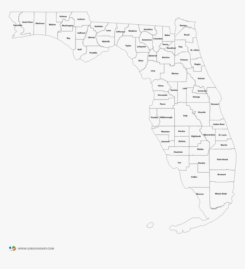 Florida Map Outline Png - Line Art, Transparent Png, Free Download