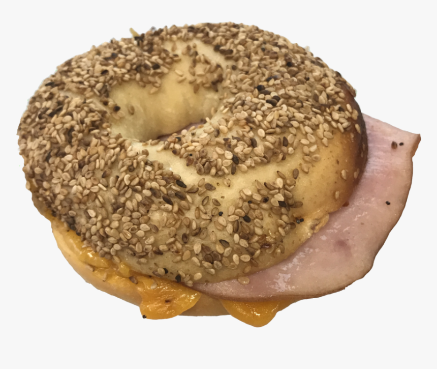 Grilled Cheese Sandwich With Ham On Sesame Seed Bagel - Doughnut, HD Png Download, Free Download