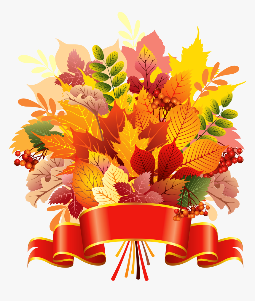 Leaves With Banner Png - Fall Bouquet Clipart, Transparent Png, Free Download