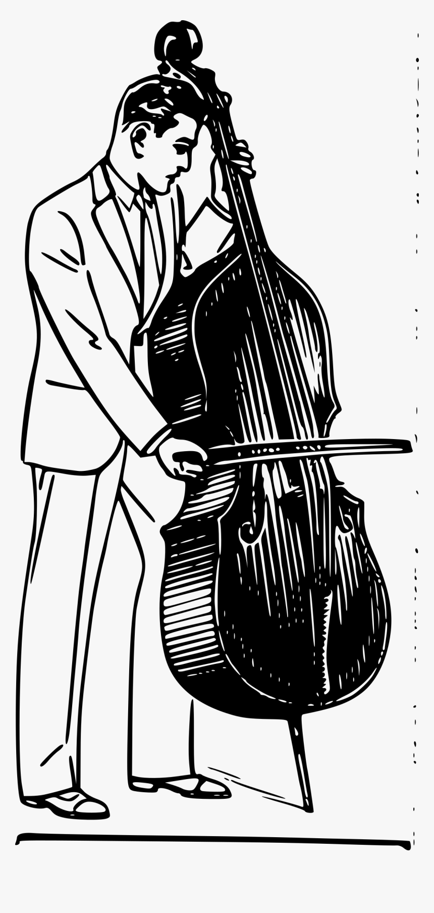 Man Playing Contrabass Clip Arts - Bass Instrument Clipart Black And White, HD Png Download, Free Download