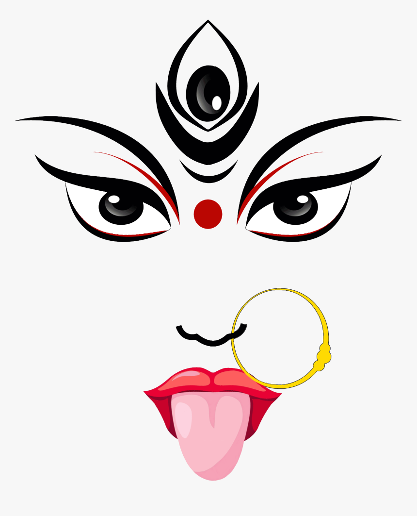 Maa Kali Clip Art , Png Download - Durga Maa Face Drawing, Transparent Png, Free Download