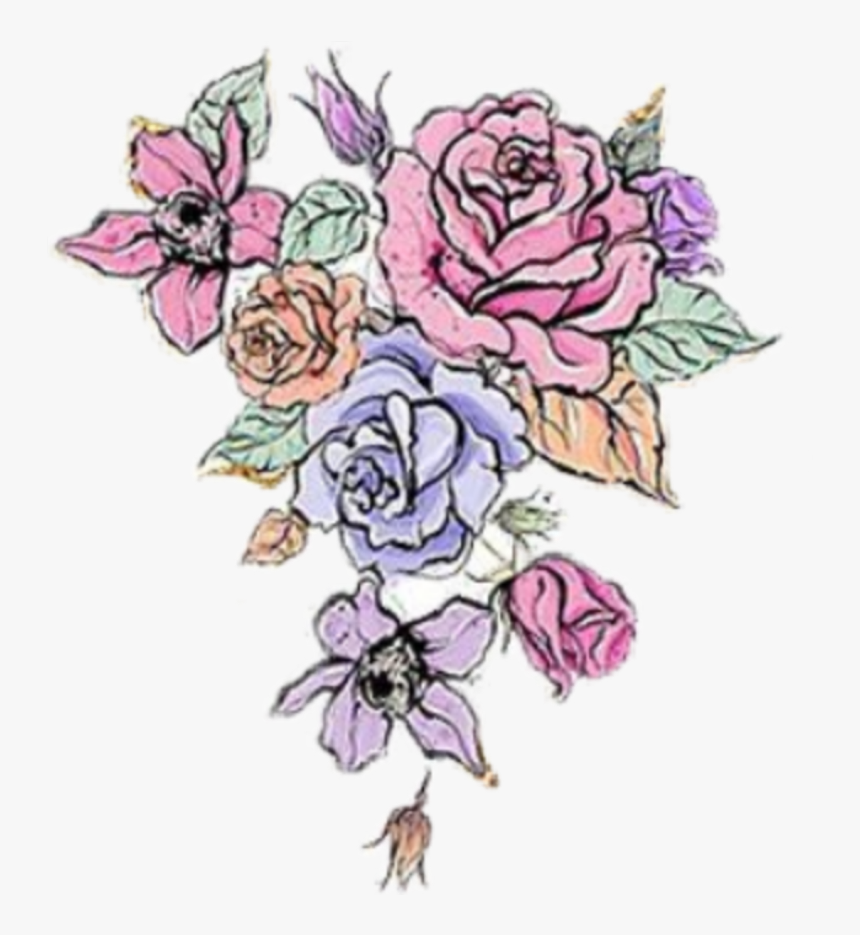 #watercolor #roses #flowers #colorful #floral #bouquet - Floribunda, HD Png Download, Free Download