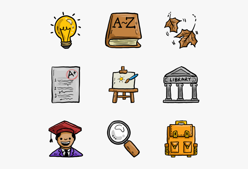 Back To School - Hand Drawn Color Icons, HD Png Download, Free Download