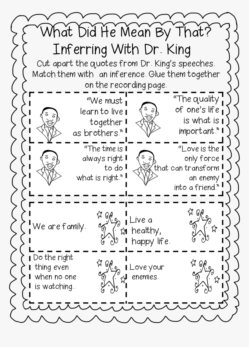 Mlk First Grade Worksheet, HD Png Download, Free Download