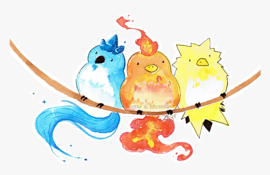 Check It Out, She"s Made Some Cute Watercolor Drawings, - Cute Pokemon Legendary Birds, HD Png Download, Free Download