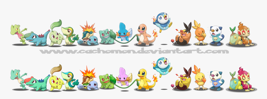 All Pokemon Starters Shiny By Cachomon-d4p78uo - Pokemon Alle Starter Pokemon, HD Png Download, Free Download