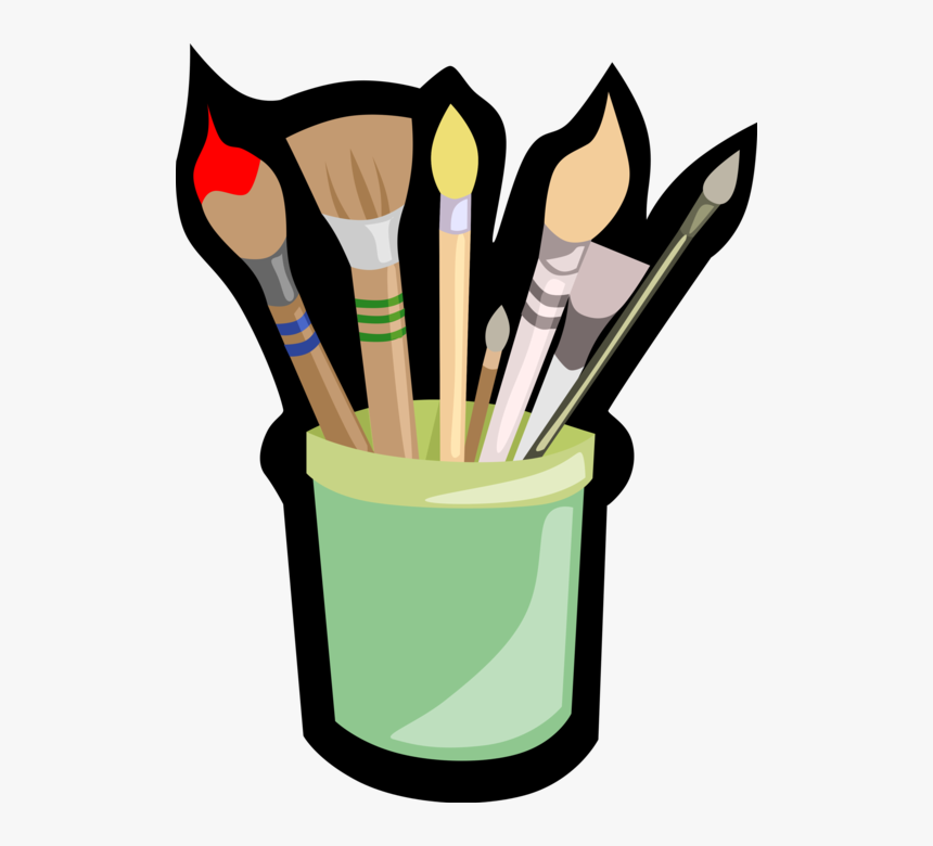 Vector Illustration Of Visual Fine Arts Artist"s Paintbrushes - Paint Brush In A Jar, HD Png Download, Free Download