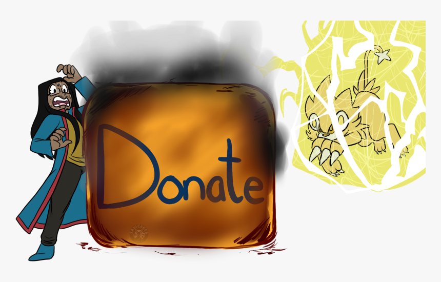 The Donate Icon Being Distroyed By Luxray, While Kamon - Illustration, HD Png Download, Free Download