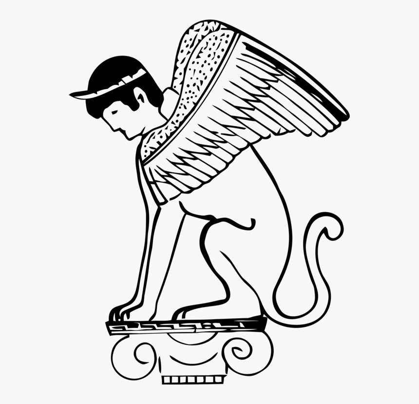 Transparent Sphinx Clipart - Greek Mythology Greek Sphinx Drawing, HD Png Download, Free Download