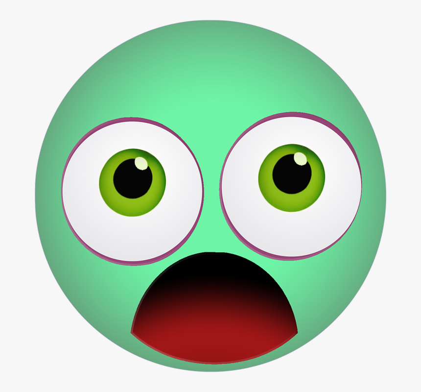 Graphic, Emoticon, Smiley, Scared, Shocked, Green - Emoji Png Shock Png, Transparent Png, Free Download