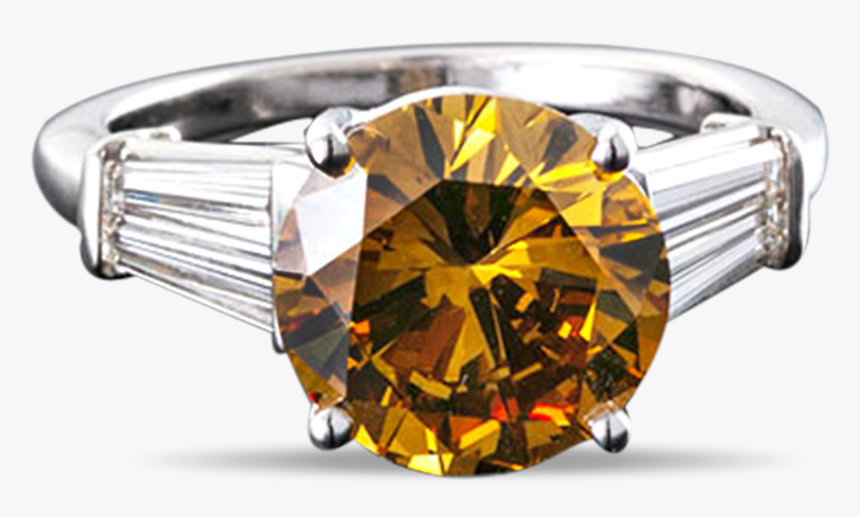 Natural Fancy Deep Brown-orange Diamond Ring, - Gia Certified Fancy Deep 1 Carat Brown Yellow Center, HD Png Download, Free Download