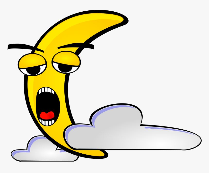 Starry Night - Tired Moon Cartoon, HD Png Download, Free Download