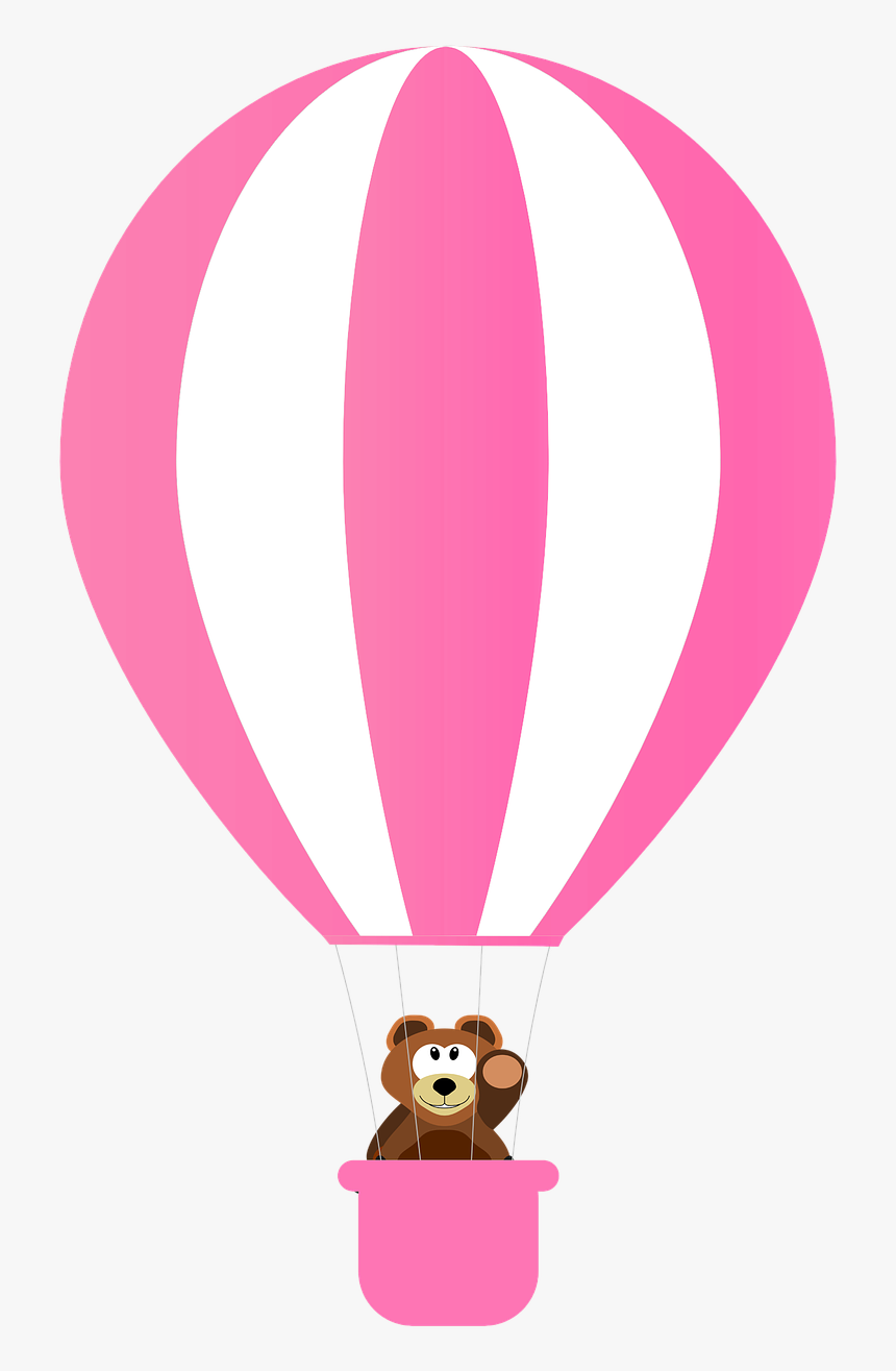Bear, Rosa, Balloon Pink Hot Air Balloon Clip Art, HD Png Download