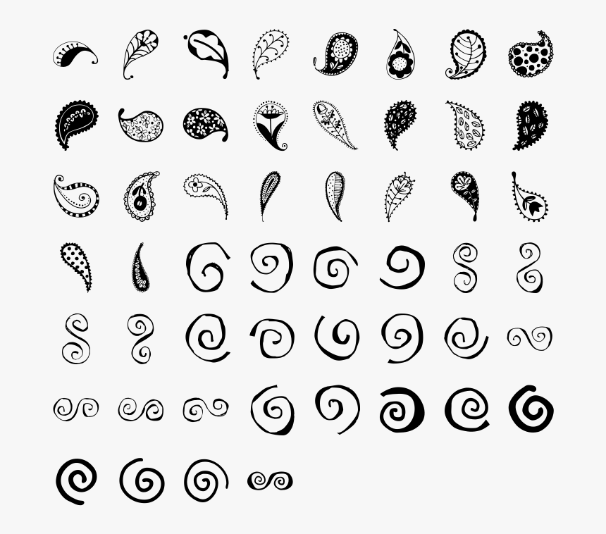 Paisley And Swirl Doodles Dingbat Specimen - Doodle Ding Flower Font, HD Png Download, Free Download